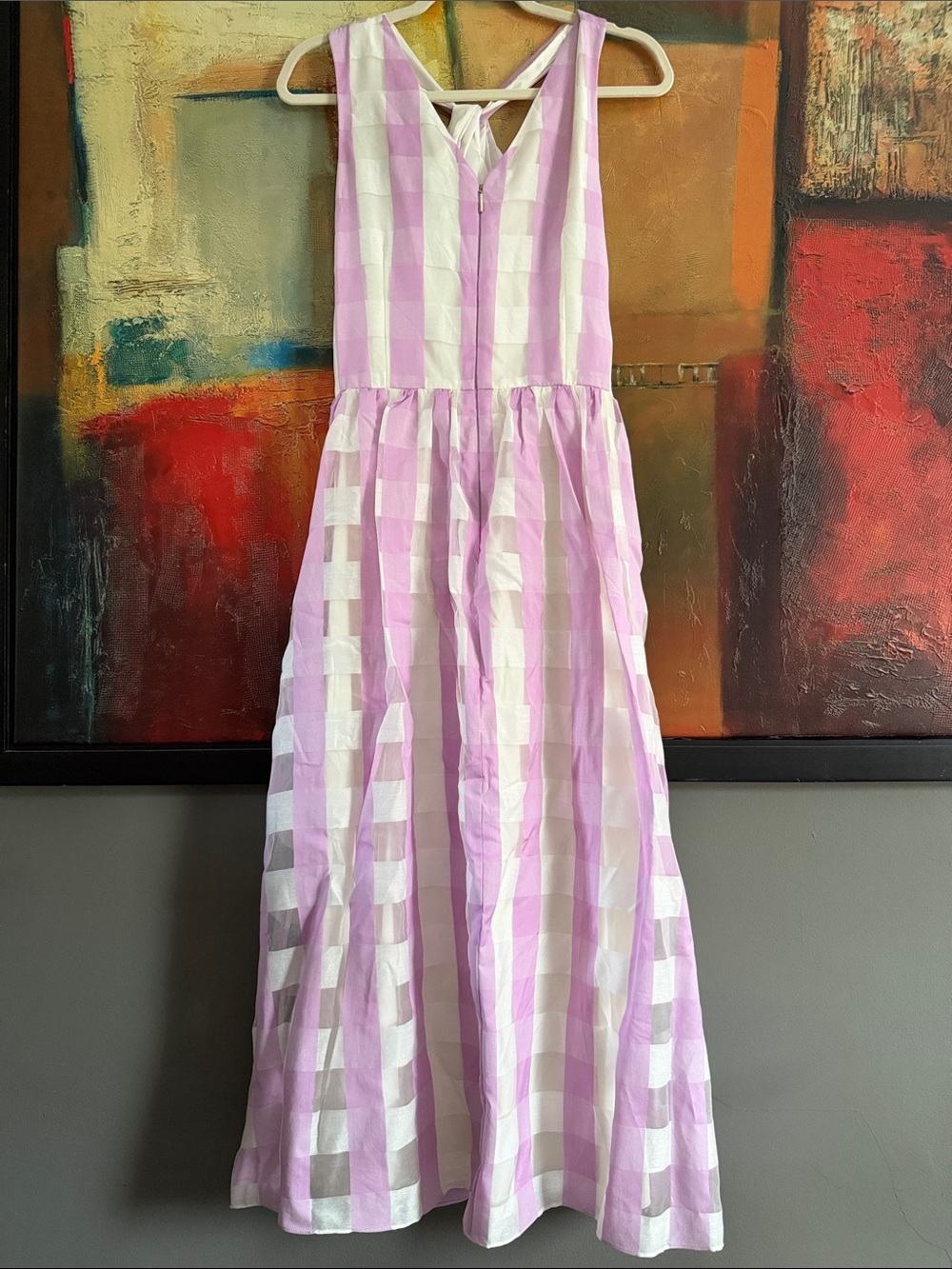 Kate Spade Fresh Lilac and White Mainline Gingham Organza Dress- Sz 12 NWT - Picture 2 of 6